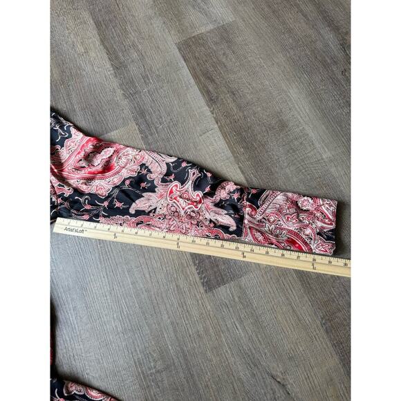 Free People Field Of Butterflies Tunic Top Women Medium Red Black Paisley V Neck - Picture 9 of 13